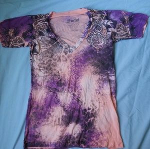 Sinful t-shirt with bedazzled design on back